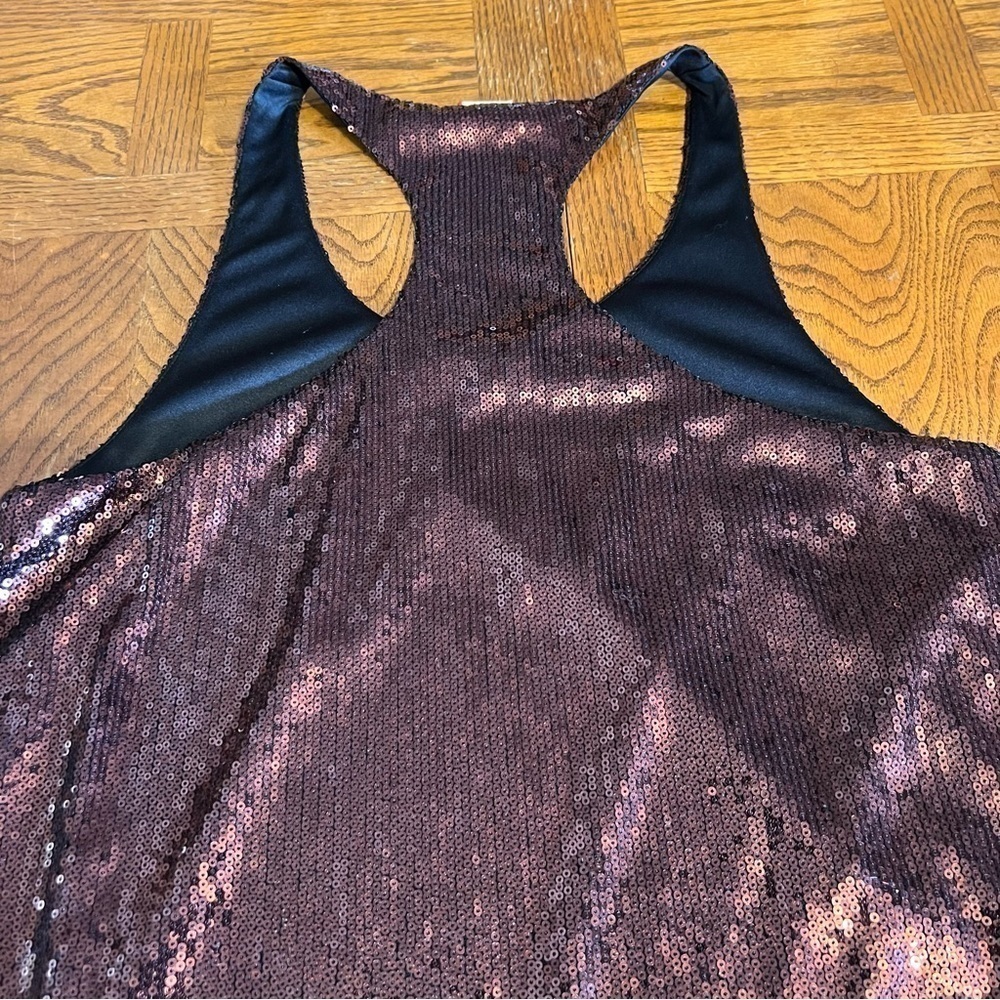 French Connection Bronze Sequins Mini Tank Dress Sz 8 Festival Party Sparkle - Picture 8 of 11